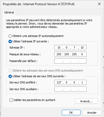 Activer adresse Ip Statique